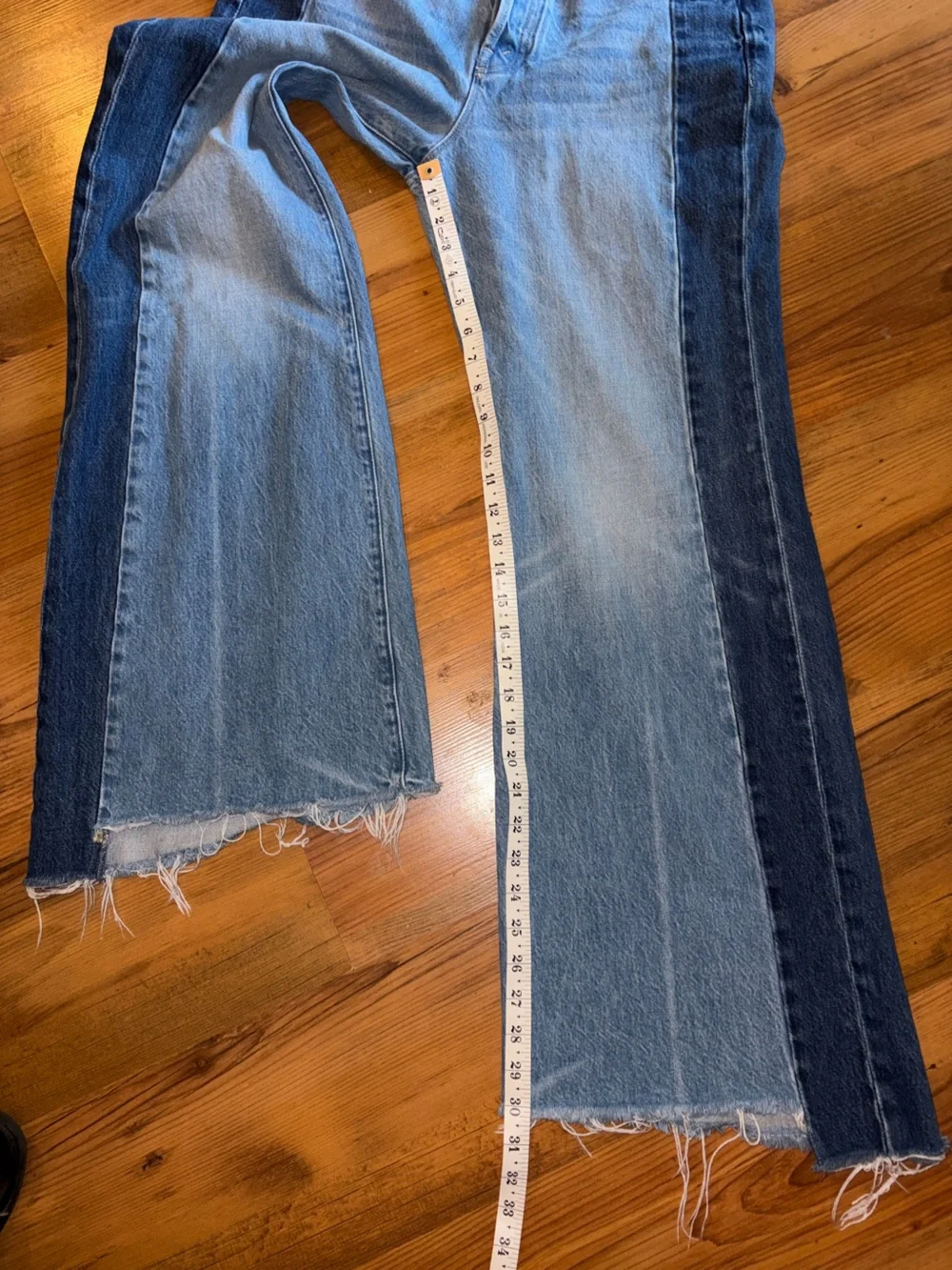 Mother The Tux Sidestepper Sneak Fray “Double Stacked” two-tone Jeans 29 - Picture 9 of 16
